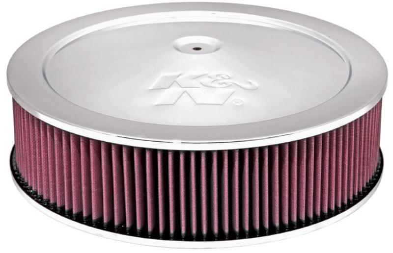 K&N 14in Red Custom Air Cleaner Assembly - 5.125in ID x 14in OD x 3.75in H x 1.25in Drop Base - Rowdy Warehouse 