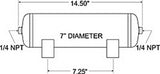 Firestone Air Tank 2 Gallon 7in. x 14.5in. (2) 1/4in. NPT Ports 150 PSI Max - Black (WR17609126) - Rowdy Warehouse 