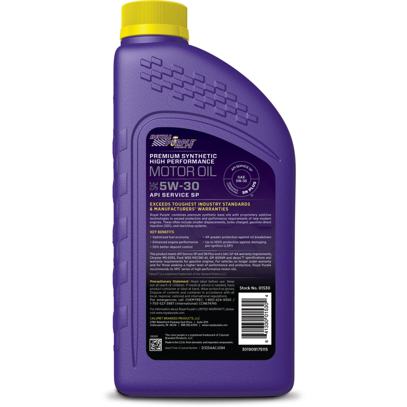 Royal Purple Premium Synthetic High Performance Multi-Grade 5W-30 Motor Oil - 1 Quart