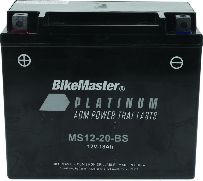 BikeMaster AGM Battery - MS12-20-BS - Rowdy Warehouse 