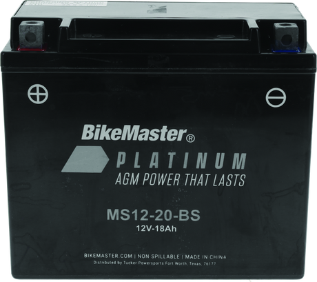 BikeMaster AGM Battery - MS12-20-BS - Rowdy Warehouse 