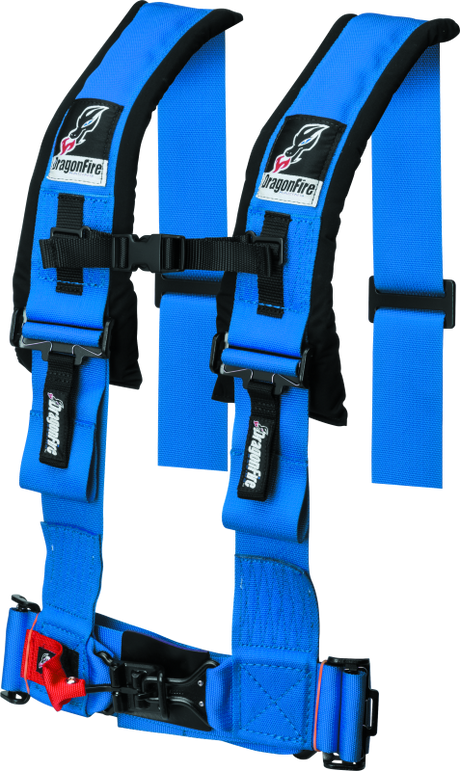 DragonFire Racing Harness- H-Style- 4-Point- 3in Buckle- Blue - Rowdy Warehouse 