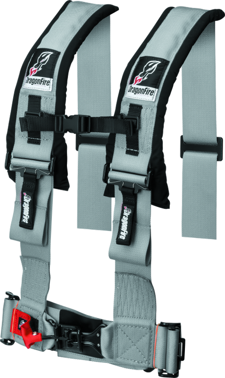 DragonFire Racing Harness H Style- 4-Point- 3in Buckle- Grey - Rowdy Warehouse 