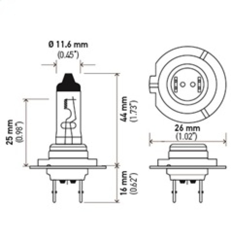 Hella H7 12V 55W PX26D HP 2.0 Halogen Bulbs - Rowdy Warehouse 