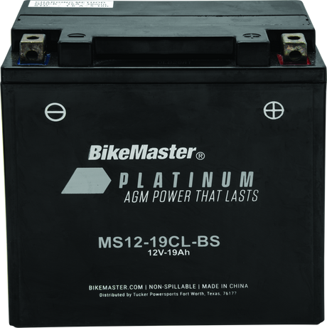 BikeMaster AGM Battery - MS12-19CL-BS - Rowdy Warehouse 