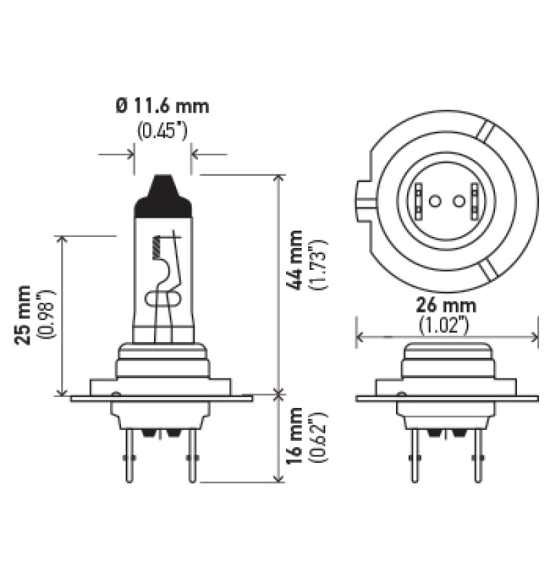 Hella H7 12V 55W PX26D HP 2.0 Halogen Bulbs - Rowdy Warehouse 