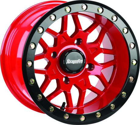 DragonFire Racing Typhon Wheel 15X10 4/137 5+5 +0 Machined Red - Rowdy Warehouse 