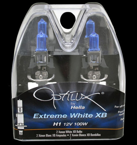 Hella Optilux H1 100W XB Extreme White Bulbs (Pair) - Rowdy Warehouse 