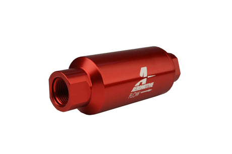 Aeromotive In-Line Filter - AN-10 size - 40 Micron SS Element - Red Anodize Finish - Rowdy Warehouse 