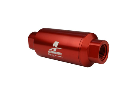 Aeromotive In-Line Filter - AN-10 size - 40 Micron SS Element - Red Anodize Finish - Rowdy Warehouse 