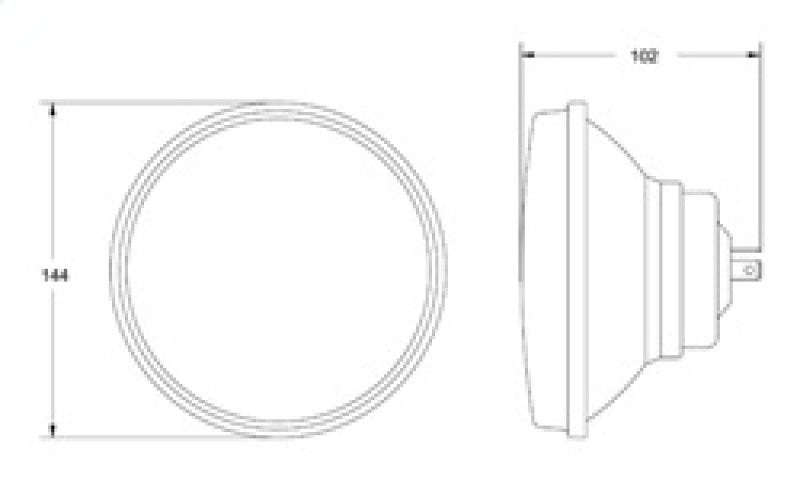 Hella Vision Plus 5-3/4in Round Conversion H4 Headlamp High/Low Beam - Single Lamp - Rowdy Warehouse 