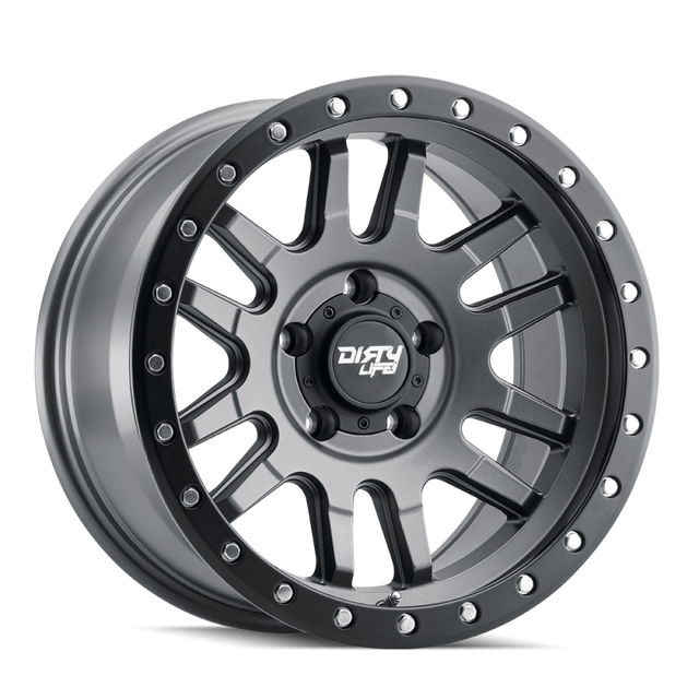 Dirty Life 9309 Canyon Pro 17x9/5x127 BP/-12mm Offset/71.5mm Hub Satin Graphite Wheel - Beadlock - Rowdy Warehouse 