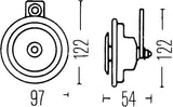 Hella Sharptone Horn Kit 12V 415/350Hz Yellow (3BB922000731 = H31000001) (Min Qty 360) - Rowdy Warehouse 