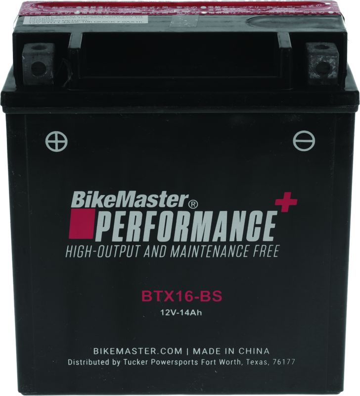 BikeMaster BTX16-BS Battery - Rowdy Warehouse 