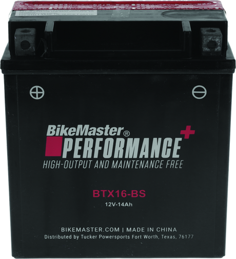 BikeMaster BTX16-BS Battery - Rowdy Warehouse 