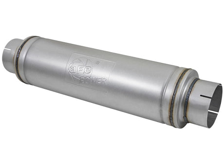 aFe ATLAS Aluminized Steel Muffler 5in Center/Center 24in L x 7in Diameter - Round Body - Rowdy Warehouse 