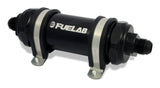 Fuelab 828 In-Line Fuel Filter Long -8AN In/Out 10 Micron Fabric - Black - Rowdy Warehouse 