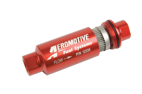 Aeromotive In-Line Filter - AN-10 size - 40 Micron SS Element - Red Anodize Finish - Rowdy Warehouse 