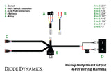 Diode Dynamics Heavy Duty Dual Output 3-way 4-pin Wiring Harness