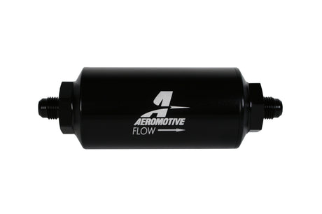 Aeromotive In-Line Filter - (AN-6 Male) 10 Micron Fabric Element Bright Dip Black Finish - Rowdy Warehouse 