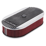 Edelbrock Air Cleaner Elite II Oval Single 4-Bbl Carb 2 5In Red Element Polished