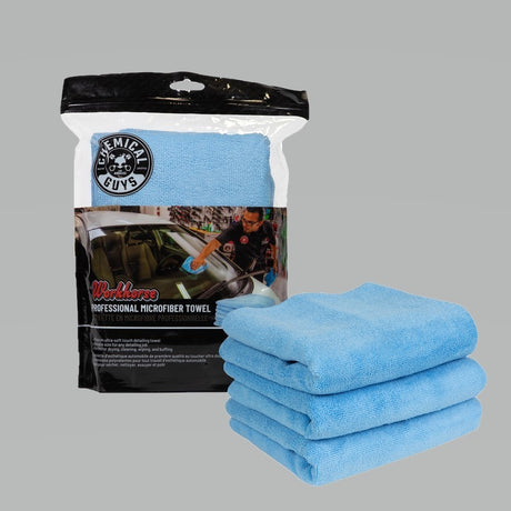 Chemical Guys Workhorse Professional Microfiber Towel - 16in x 16in - Blue - 3 Pack - Rowdy Warehouse 