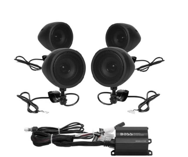 Boss Audio Systems Motorcycle Speaker Amplifier/ Bluetooth/ 3in Speakers 2 Pair- Black - Rowdy Warehouse 