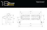 Diode Dynamics 18 In LED Light Bar Single Row Straight - Amber Combo Each Stage Series - Rowdy Warehouse 