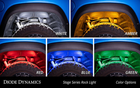 Diode Dynamics Stage Series Single Color LED Rock Light - White Diffused M8 (4-pack) - Rowdy Warehouse 