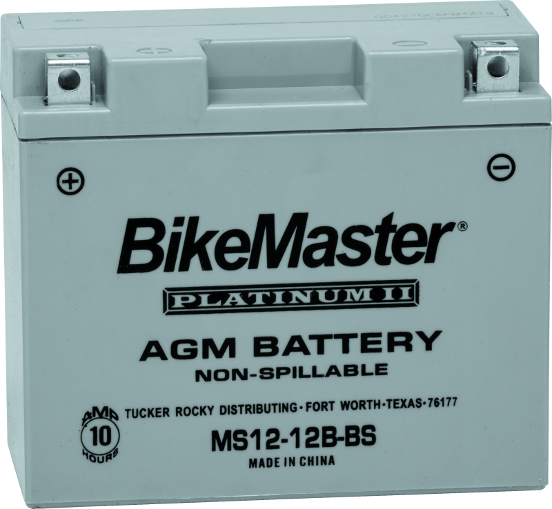 BikeMaster AGM Battery - MS12-12B-BS - Rowdy Warehouse 