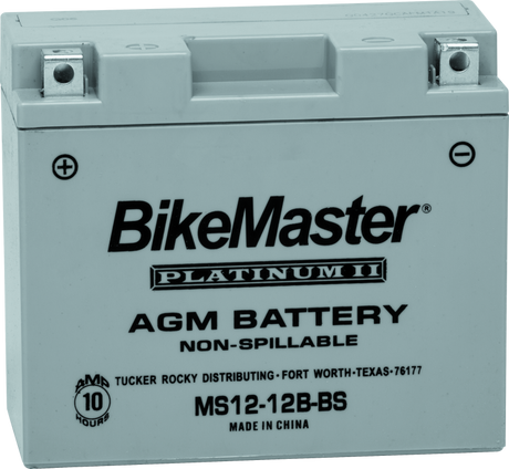 BikeMaster AGM Battery - MS12-12B-BS - Rowdy Warehouse 