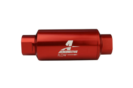 Aeromotive In-Line Filter - AN-10 size - 40 Micron SS Element - Red Anodize Finish - Rowdy Warehouse 