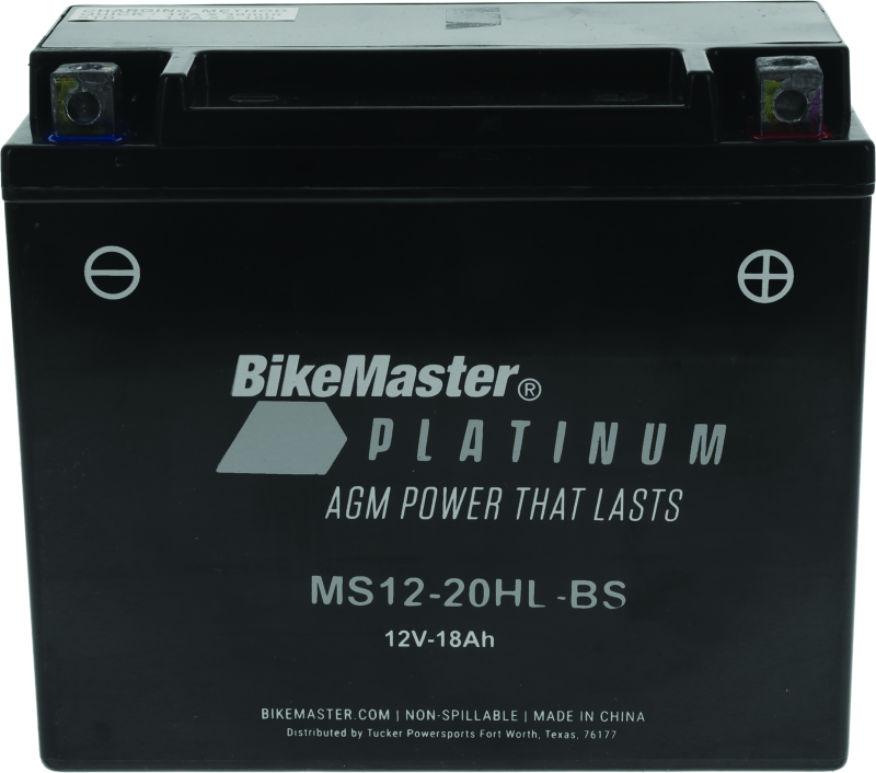 BikeMaster AGM Battery - MS12-20HL-BS - Rowdy Warehouse 