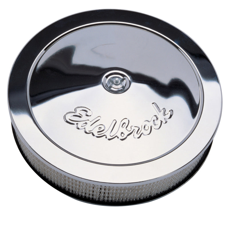 Edelbrock Air Cleaner Pro-Flo Series Round Steel Top Paper Element 14In Dia X 3 313In Chrome - Rowdy Warehouse 