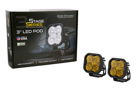 Diode Dynamics SS3 LED Pod Pro - Yellow SAE Fog Standard (Pair) - Rowdy Warehouse 