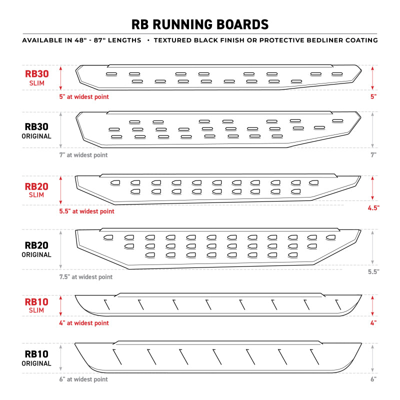 Go Rhino RB10 Running Boards - Tex Black - 4in Drop Down Steps (Pair)