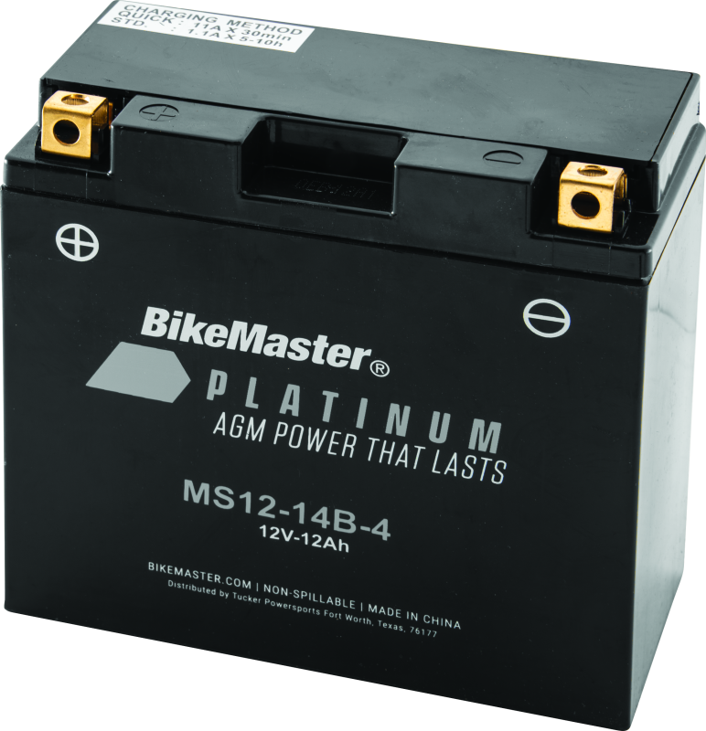 BikeMaster AGM Battery - MS12-14B-4 - Rowdy Warehouse 