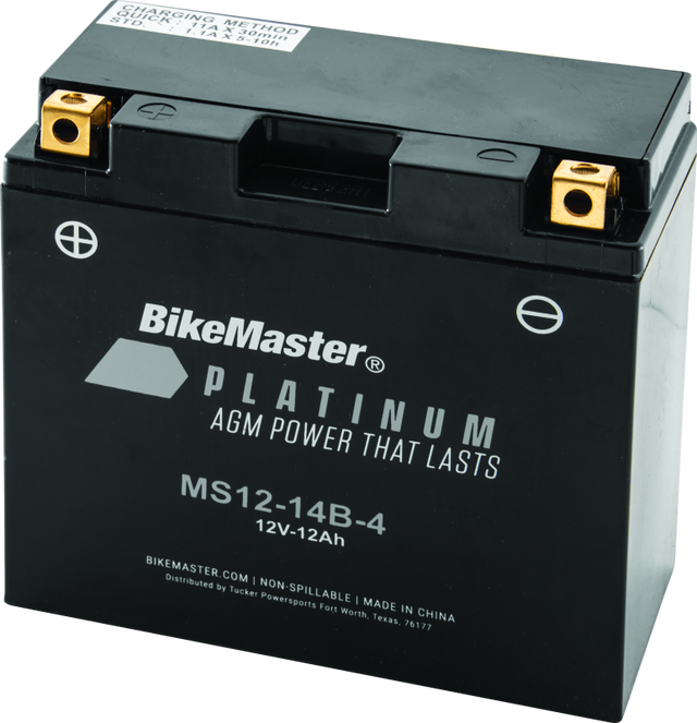 BikeMaster AGM Battery - MS12-14B-4 - Rowdy Warehouse 