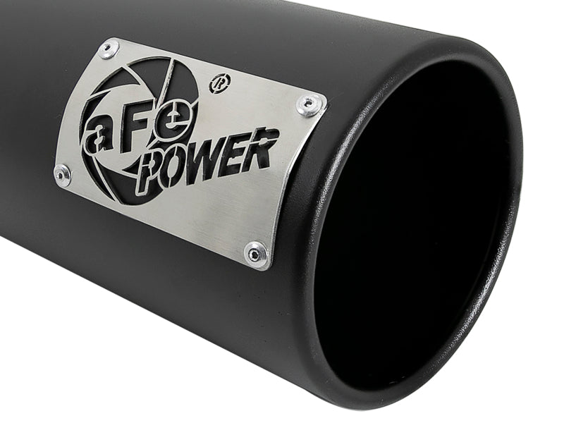 aFe SATURN 4S 4in SS Intercooled Exhaust Tip - Black 4in In x 5in Out x 12in L Bolt-On - Rowdy Warehouse 