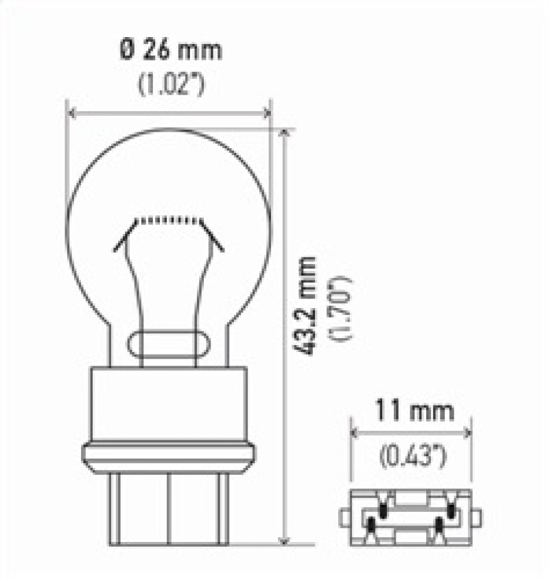 Hella Bulb 3157 12V 27/7W W2.5x16q S8 - Rowdy Warehouse 