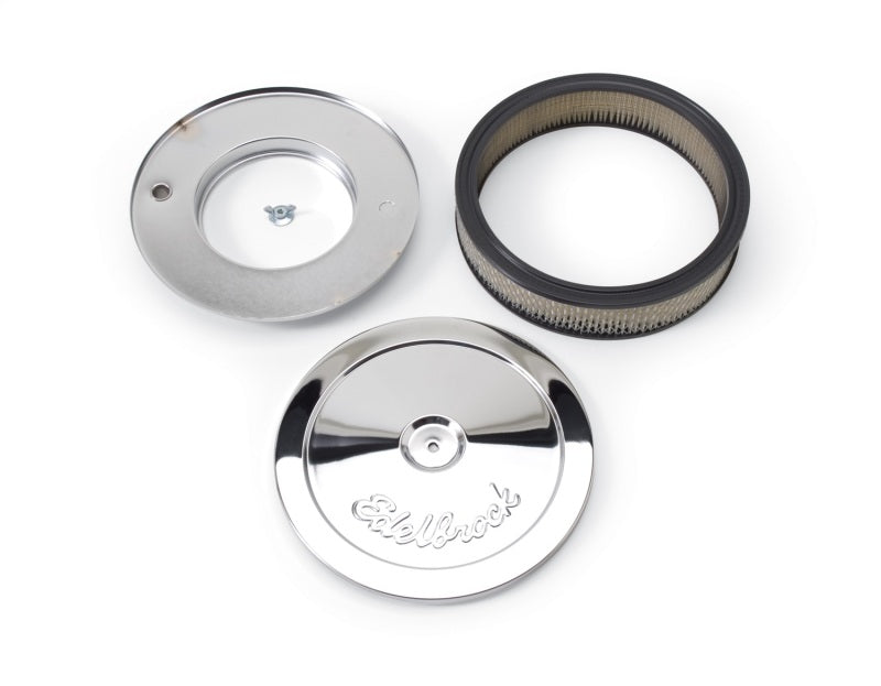 Edelbrock Air Cleaner Pro-Flo Series Round Steel Top Paper Element 10In Dia X 3 5In Chrome - Rowdy Warehouse 