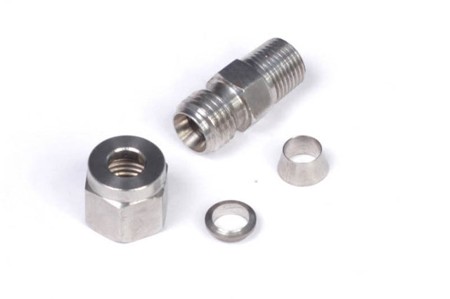 Haltech 1/4in Stainless Compression 1/8in NPT Thread Fitting Kit (Incl Nut & Ferrule) - Rowdy Warehouse 