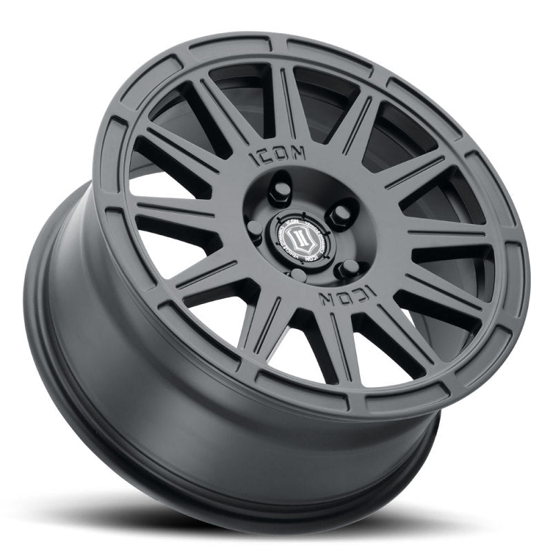 ICON Ricochet 17x8 5x4.5 38mm Offset 6in BS Satin Black Wheel