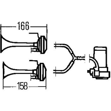 Hella Twin Trumpet Horn Kit 12V 240W 795-800Hz 118dB - Rowdy Warehouse 