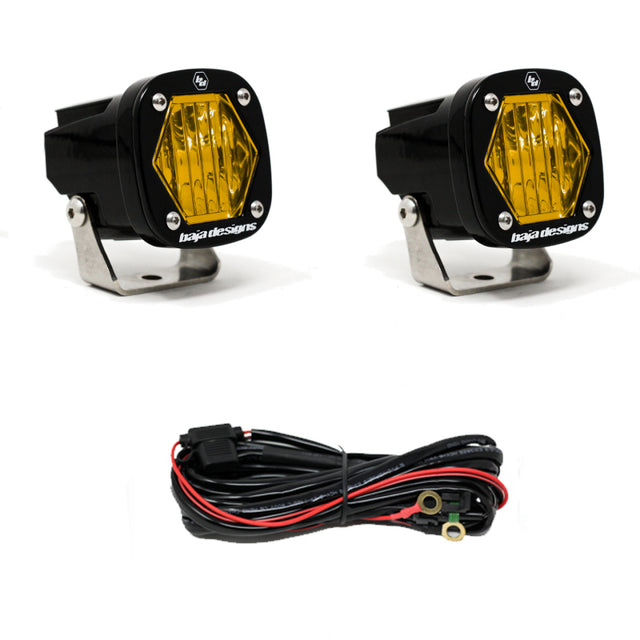 Baja Designs S1 Amber Wide Cornering LED Light w/ Mounting Bracket Pair - Rowdy Warehouse 