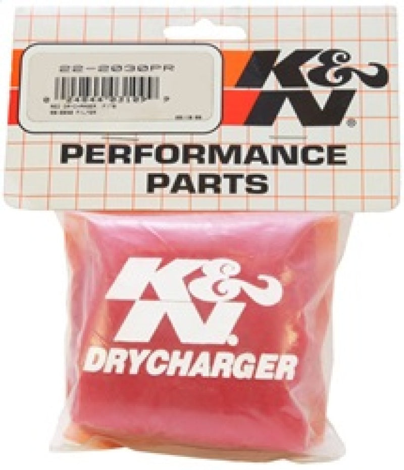 K&N Red Drycharger 5.25in x 3in Round Tapered Air Filter Wrap - Rowdy Warehouse 