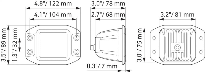 Hella Universal Black Magic 3.2in L.E.D. Cube Kit - Flood Beam (Flush Mount) - Rowdy Warehouse 