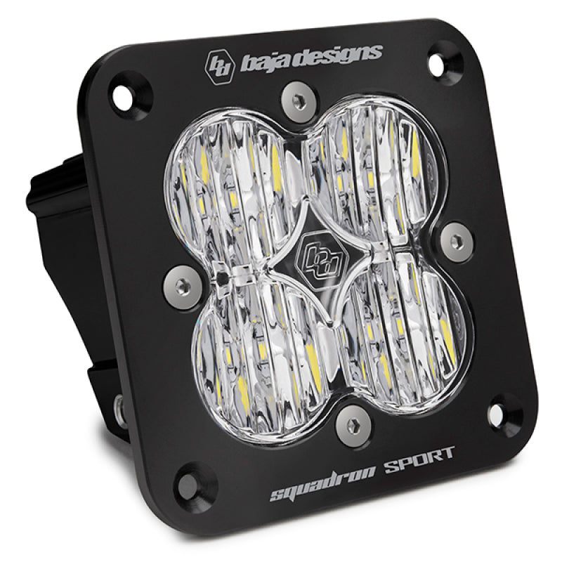 Baja Designs Squadron Sport Black Wide Cornering Pattern Flush Mount LED Light Pod - Clear - Rowdy Warehouse 