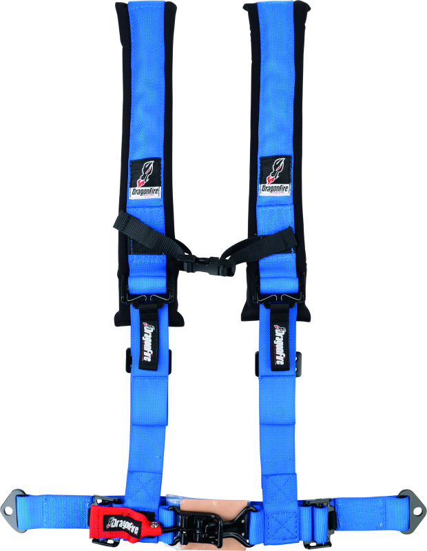 DragonFire Racing Harness- H-Style- 4-Point- 2in Buckle- Blue - Rowdy Warehouse 