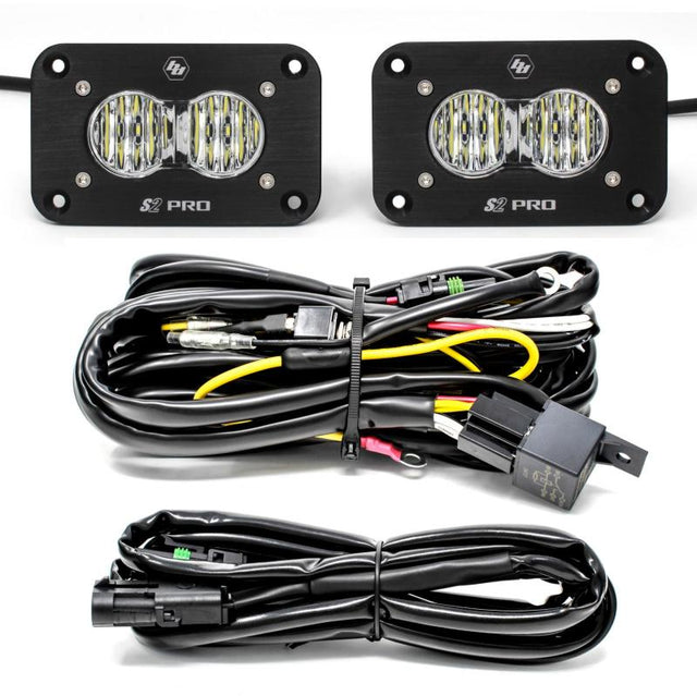 Baja Designs S2 Pro Wide Cornering Pair Flush Mount LED Light Pod Kit - Rowdy Warehouse 